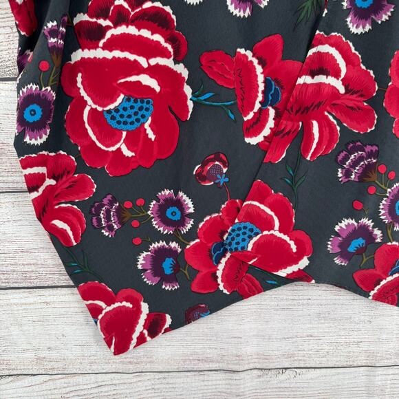 By Together Floral Open Front Kimono Top Womens Medium Gray Red Purple - Picture 5 of 10